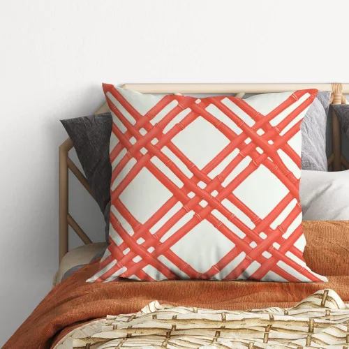 Vista 4 de ArogGeld Summer House - Funda de cojín geométrica naranja y roja, fundas de almohada decorativas para el hogar, de doble cara, para sofá