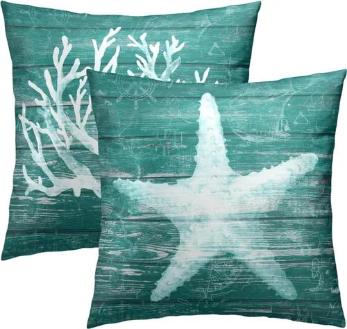 Vista 10 de Juego de 2 fundas de almohada rústicas de 16 x 16 pulgadas / 16.0 x 16.0 in., juego de 2 fundas de almohada cuadradas de algodón con diseño