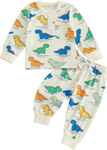 Vista 9 de 6, 12, 18, 24 meses, 2, 3, 4T, ropa de bebé, camisa de manga larga, pantalones de cintura elástica, conjunto de trajes de otoño Amarillo