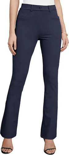 Vista 2 de siliteelon Pantalones de vestir para mujer, pantalones de trabajo casuales para mujer, pantalones de yoga con corte de bota, pantalones de negocios