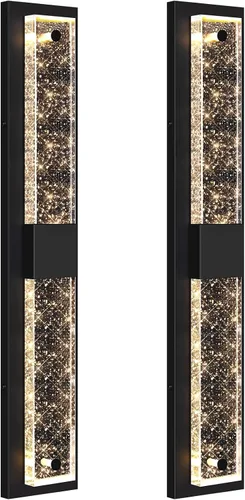 Vista 12 de BesLowe Lámparas de pared para exteriores con cristal de burbujas de cristal, apliques exteriores impermeables, faroles de pared LED, luces