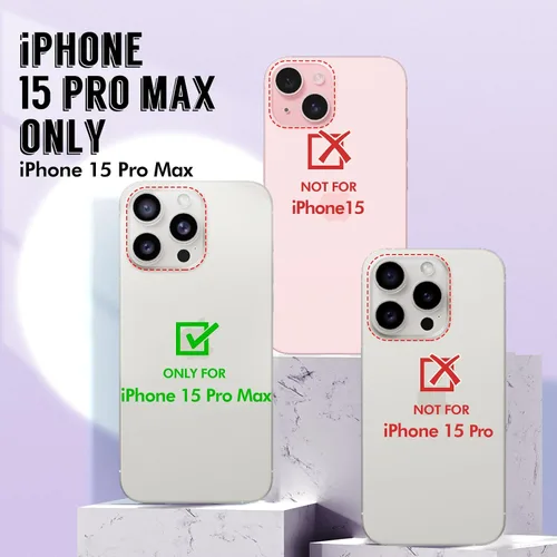 Vista 2 de SHEDEER Funda para iPhone 15 Pro MAX con protector de cámara con purpurina y protector de pantalla, patrón chic antiamarillento, protección contra