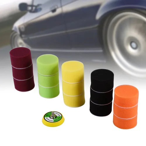 Vista 7 de Almohadillas de pulido, 16pcs 2" esponja plana pulidora Buff Pad Set para lijadora de aire adaptador de taladro pulidor de coche Thread-M6X1