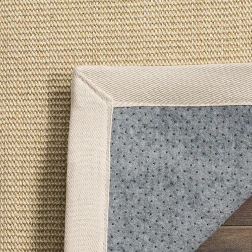 Vista 13 de Alfombra de sisal Safavieh, de color maíz y negro, tejida a mano, de la colección de fibras naturales; 5 x 8 pulgadas, NF441A, Tela, Gris / Gris