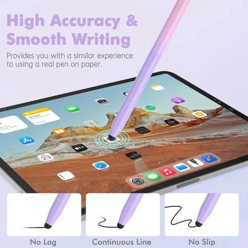 Vista 4 de 5 piezas de lápices táctiles, lápiz táctil 2 en 1 de alta sensibilidad capacitiva para pantalla táctil para iPad, iPhone, Android, Samsung, Tablets
