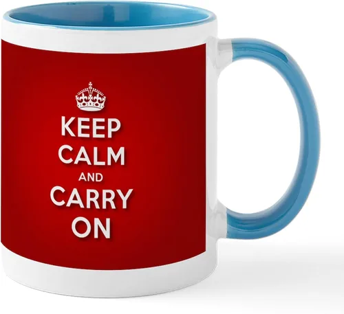 Vista 9 de CafePress Taza de café de cerámica con texto en inglés «Keep Calm And Carry On» (11 oz)