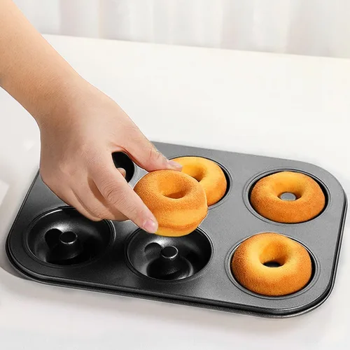 Vista 5 de Shudyear Molde para hornear de acero al carbono antiadherente para donas caseras para donas y postres, 1 unidad