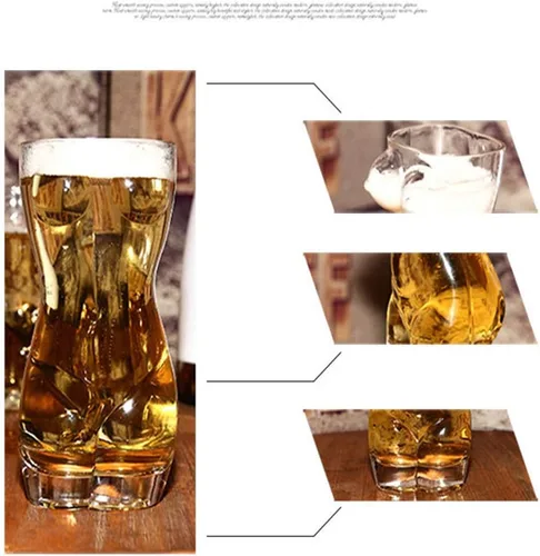 Vista 6 de LIANGLIDE Vaso de cerveza sexy para hombre, tazas de cerveza para congelador, tazas de vidrio transparente sexy Naked Miss & Muscle Man, creativas