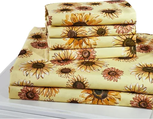 Vista 12 de Virah Bella Juego de sábanas de microfibra con estampado de 4 piezas tamaño queen - Otoño dorado - Blanco