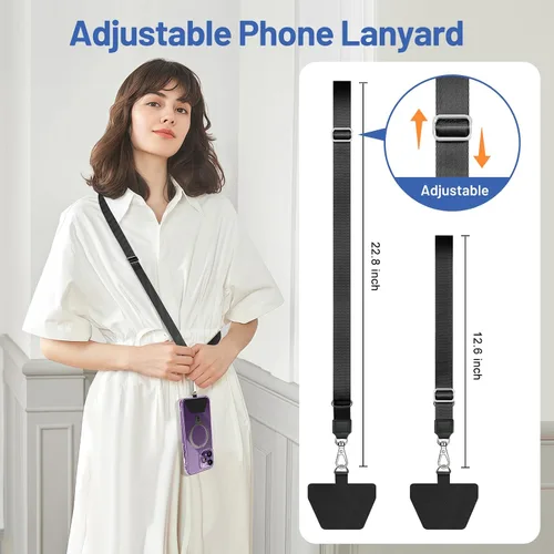 Vista 3 de Doormoon Cordón para teléfono, correa ajustable universal para el cuello, para llaves, insignias de identificación, cordón para teléfono celular