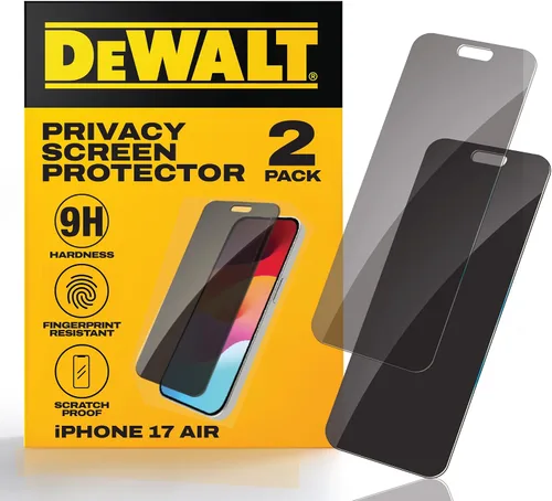 Vista 11 de DEWALT Paquete de 2 protectores de pantalla de privacidad resistentes para iPhone 13 Pro Max/14 Plus, protección de sensor, compatible con isla