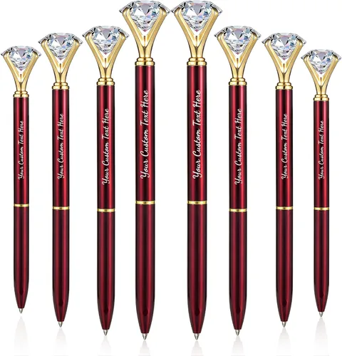 Vista 10 de Personalizado 20 Piezas Big Diamond Pen Rhinestones Crystal Metal Bolígrafo Promocional Tinta Negra