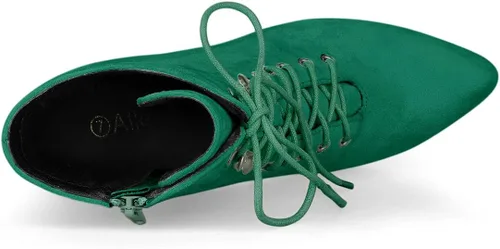 Vista 5 de Allegra K Botines de tacón de aguja con cordones y puntera puntiaguda para mujer