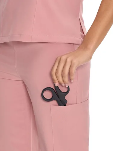 Vista 6 de COZYFIT Scrubs for Women Set - V-Neck & Straight Leg Pants with 9 Pockets Rosa