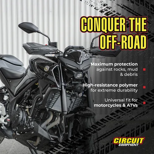 Vista 2 de Circuit Equipment - Protectores de manos universales para motocicleta Dakar - Soportes de nylon duraderos y resistentes a la intemperie - Control