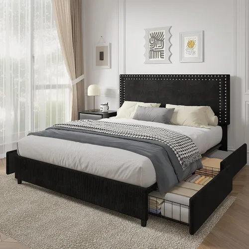 Vista 58 de VECELO Base de cama de plataforma de tamaño individual con cabecera tapizada de altura ajustable, base de colchón moderna, soporte de listones