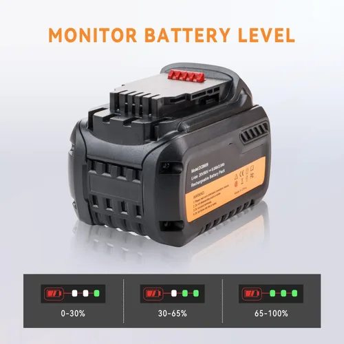 Vista 5 de Paquete de 2 unidades de repuesto de 20 V/60 V 6.0 Ah para batería DeWalt 60V Flexvolt DCB606 DCB609 DCB612, compatible con herramientas eléctricas