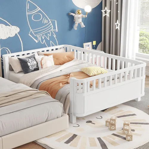 Vista 14 de Harper & Bright Designs - Estructura de cama de madera Blanco con cajones de almacenamiento