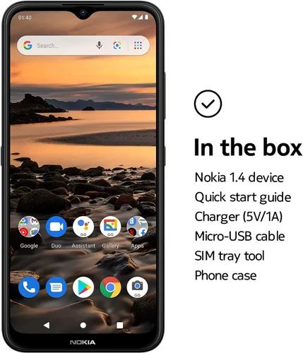 Vista 14 de Nokia 1.4 Android 10 (Go Edition) Smartphone desbloqueado Batería de 2 días Dual SIM Versión EE. UU. 2/32 GB Pantalla de 6.51 pulgadas