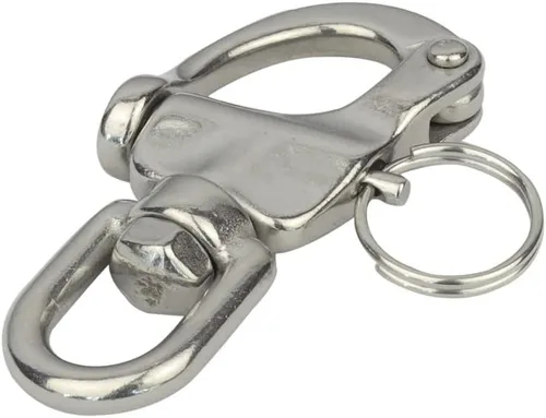 Vista 4 de Grilletes giratorios de acero inoxidable 316 con pasador de liberación rápida para barco, correa de perro, pulsera, cámara de 3