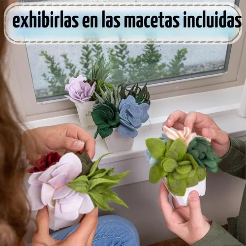 Vista 7 de Hapinest Kit de manualidades de suculentas de fieltro en maceta para adultos, mujeres, adolescentes y personas mayores, artes y manualidades