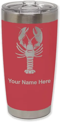 Vista 24 de LaserGram Vaso aislado al vacío de 20 onzas, langosta, grabado personalizado incluido (negro)