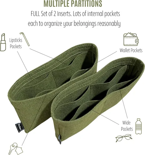 Vista 5 de Premium Purse Organizer for Niki Medium Bag Insert, Large Niki Baby Bag Insert Organizer, Handmade 2mm Felt Snug Sturdy - FULL Set of 2 Inserts
