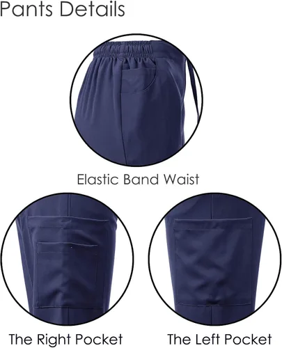 Vista 3 de Dagacci Medical Uniform Conjunto de ropa quirúrgica natural con cuello en Y en 4 direcciones para mujer