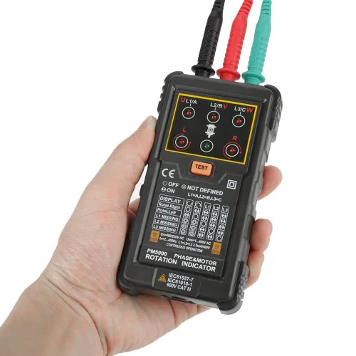 Vista 4 de Probador de rotación de motor trifásico portátil de mano Probador de rotación de motor para instalar reparación mantenimiento sistema trifásico