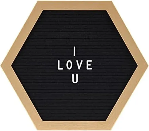 Vista 7 de Melannco Tablero de letras de fieltro, hexagonal, con letras y números, para anuncios, blanco y plateado