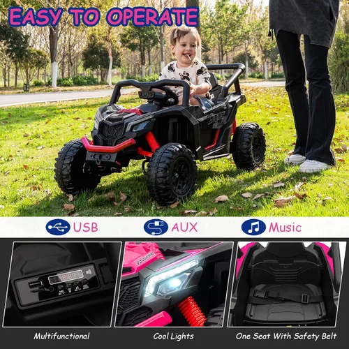 Vista 3 de Run Fast - Automóvil eléctrico de 12 V para niños con control remoto para padres, juguete de paseo con batería eléctrica para niños de 3 a 5 años