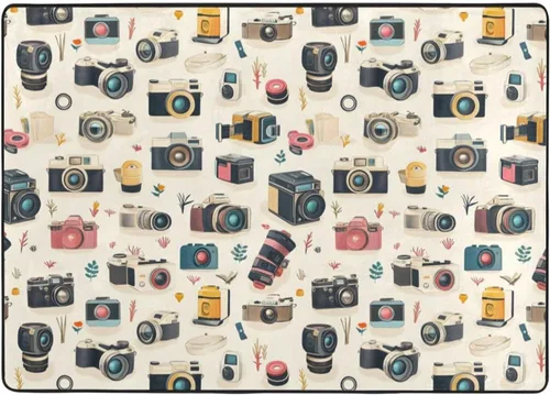 Vista 7 de Retro Camera Print Area Rugs for Living Room Bedroom, Soft Washable 5x7 Area Rugs Indoor Floor Rug, Non Slip Carpet for Bedroom Living Room Decor