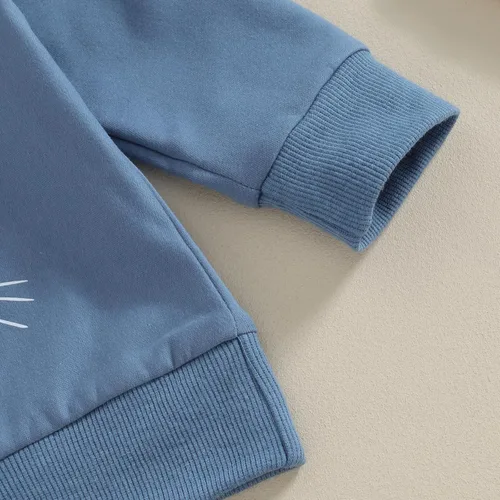 Vista 2 de Conjunto para Bebé Niña Niño del Día de San Patricio con Trébol, Sudadera de Manga Larga, Pantalones con Encanto, Conjunto Infantil Azul (Rabbit)