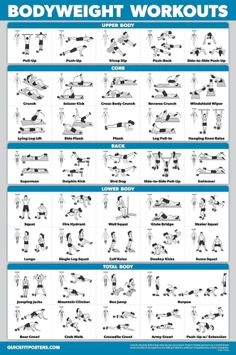 Vista 5 de Palace Learning Juego de póster de ejercicios con mancuernas y peso corporal, juego de 2 tablas laminadas, rutina de ejercicio con mancuernas