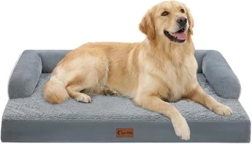 Vista 35 de Cama ortopédica para perros extragrandes, cama de espuma XL con forma de caja de huevos impermeable con lados 45x35 pulgadas, cama de sofá