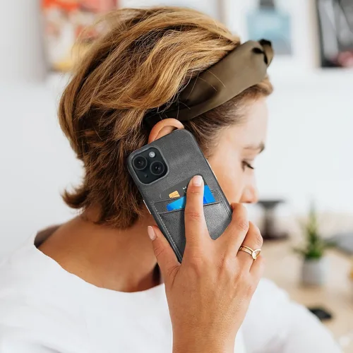Vista 8 de LUCKYCOIN Funda de piel 100% auténtica tipo cartera para iPhone 13, diseño delgado con tarjetero y funda protectora a prueba de golpes, forro