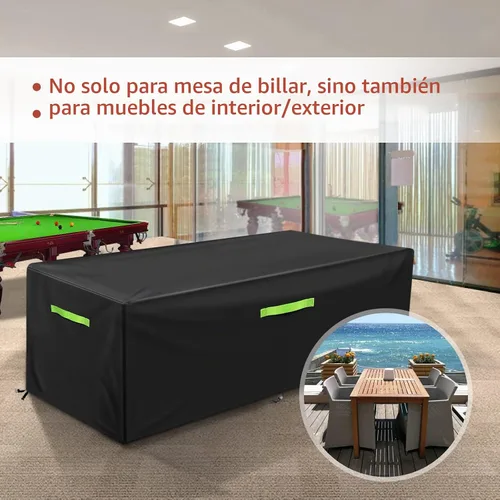 Vista 5 de GEMITTO Cubierta para Mesa de Billar de 7/8/9 Pies, Cubierta de Billar Impermeable de Tela de Poliéster para Mesa de Snooker Billar