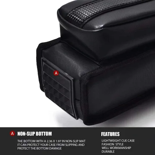 Vista 5 de Collapsar Estuche rígido para taco de piscina 2X2 Nylon/Polipiel Billar Sitck Fit 2-Piece Cue Up to 58" Nylon/Leatherette with Two Pockets