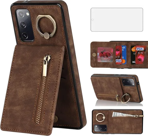 Vista 8 de Asuwish Funda de teléfono para Samsung Galaxy S20 FE 5G de 6.5 pulgadas con protector de pantalla y soporte de tarjeta RFID, soporte para celda S 20