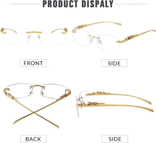 Vista 7 de JUDOO Retro Rimless Rectangle Sunglasses for Men Women Trendy Frameless Tinted Lens Eyewear