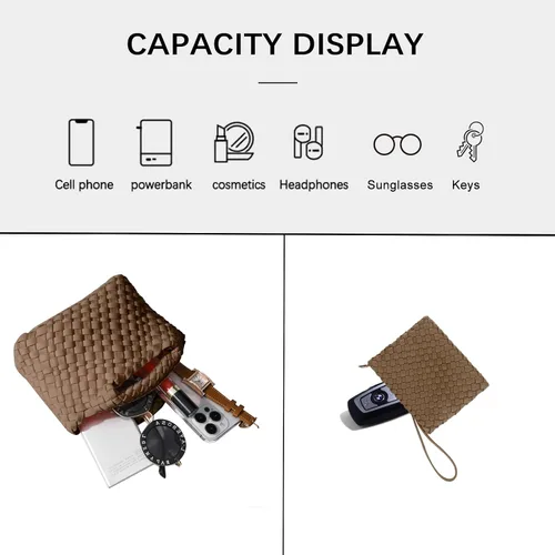Vista 4 de Bolso de hombro pequeño, Bolsos y monederos para mujer, Bolso compuesto tejido, Bolsa de cadena de viaje, Bolso cruzado para teléfono