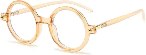 Vista 12 de Gleyemor Gafas redondas retro para hombres y mujeres, marcos de gafas circulares vintage, para disfraz, cosplay, lentes anti luz azul