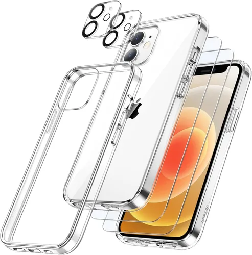 Vista 8 de JETech Funda 5 en 1 para iPhone 12, antiamarilleo, color negro