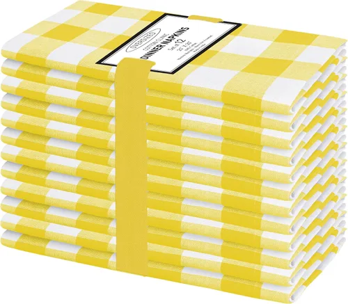 Vista 14 de Cotton Clinic Servilletas de tela 100% algodón, grandes, 20 x 20 pulgadas, juego de 4 servilletas de mesa a cuadros a cuadros – Servilletas de mesa