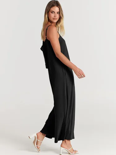 Vista 4 de ANRABESS Overol casual de verano para mujer, con tirantes delgados, cuello en V, pierna ancha, bolsillos, para la playa y viajes