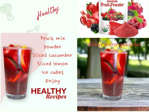 Vista 2 de Mezcla de batido y jugo de frutas en polvo orgánico Superfood - Nutrientes ricos en antioxidantes. Salud digestiva, control de peso, refuerzo