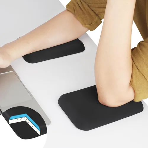 Vista 12 de Leolee Almohadillas ergonómicas negras con espuma viscoelástica y base antideslizante, para aliviar el dolor de codo y muñeca para computadora
