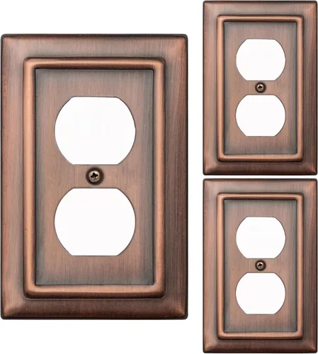 Vista 8 de Monarch Abode Placa de cubierta de toma de corriente dúplex – Placas de pared de enchufe de cobre antiguo de 1 banda, placas de cubierta de toma