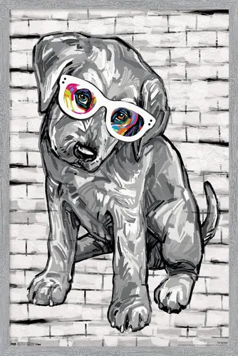 Vista 16 de Trends International PD Moreno - Póster de pared con gafas para perro, 14.725 x 22.375 pulgadas, versión enmarcada de madera de granero