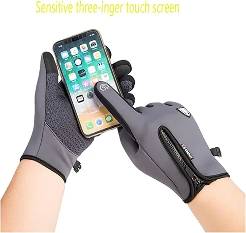 Vista 2 de Guantes cálidos de invierno para hombres y mujeres, ciclismo, Wkiing, resistentes al viento y al agua, de piel sintética, para pantalla táctil